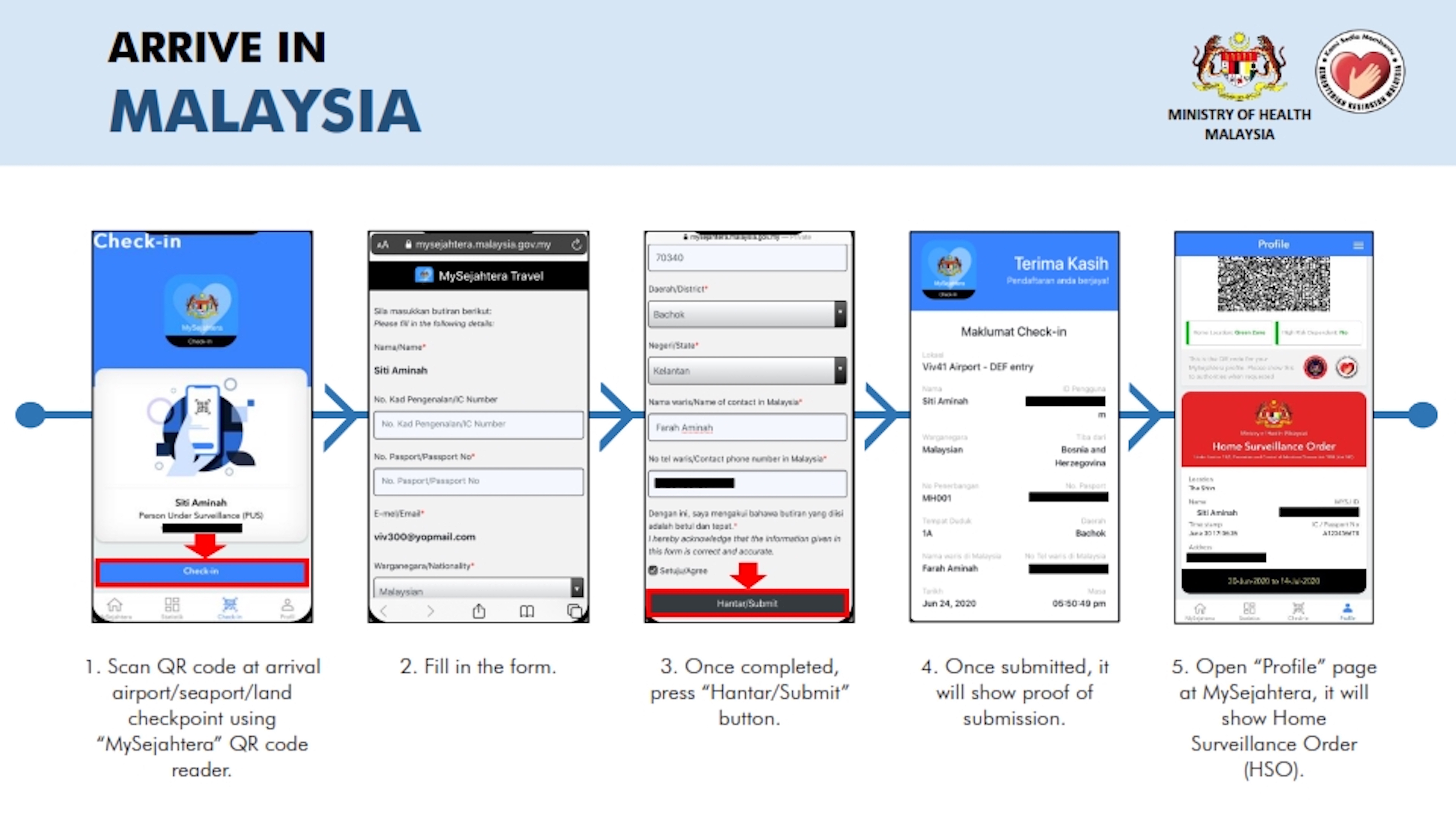 How to update self test result in mysejahtera